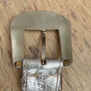 Y2  Western Metallic crinkle Silver Women's Belt German silver/gold eagle buckle